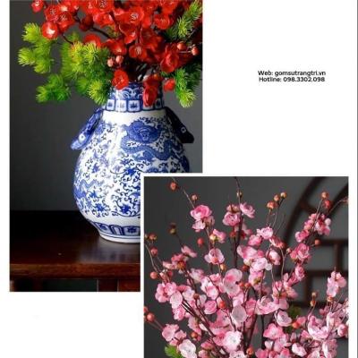 BÌNH HOA DÁNG GIỎ DÂU TAI HƯU